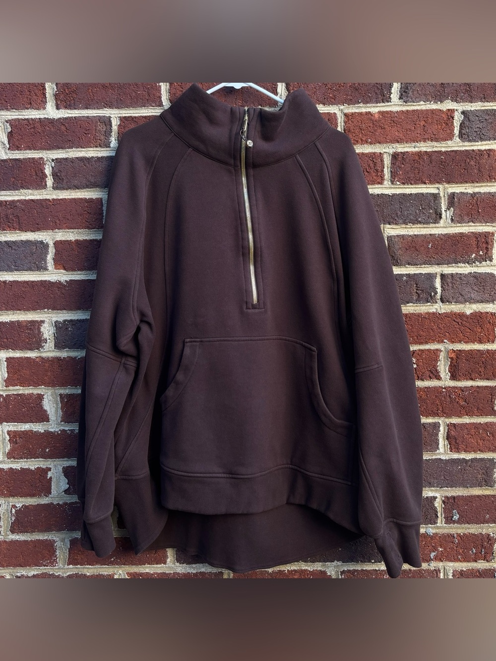 Lululemon Scuba Oversized Funnel Neck Half Zip *Long In Espresso/Gold Sz XL/XXL